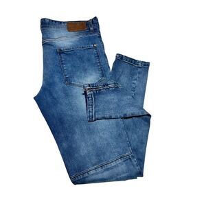 Hyper Denim Los Angeles Mens Blue Skinny  Ankle Zip Jeans size 36 Medium Wash